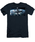 A Futuristic Space Station Orbits High Above Earth Mango Art T-Shirt