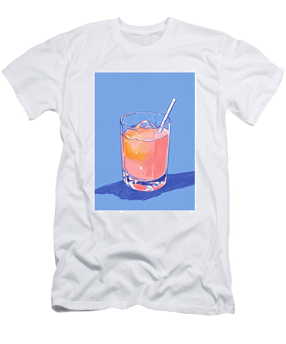 A Glass of Pink Drink with a Straw Power Matth T-Shirt