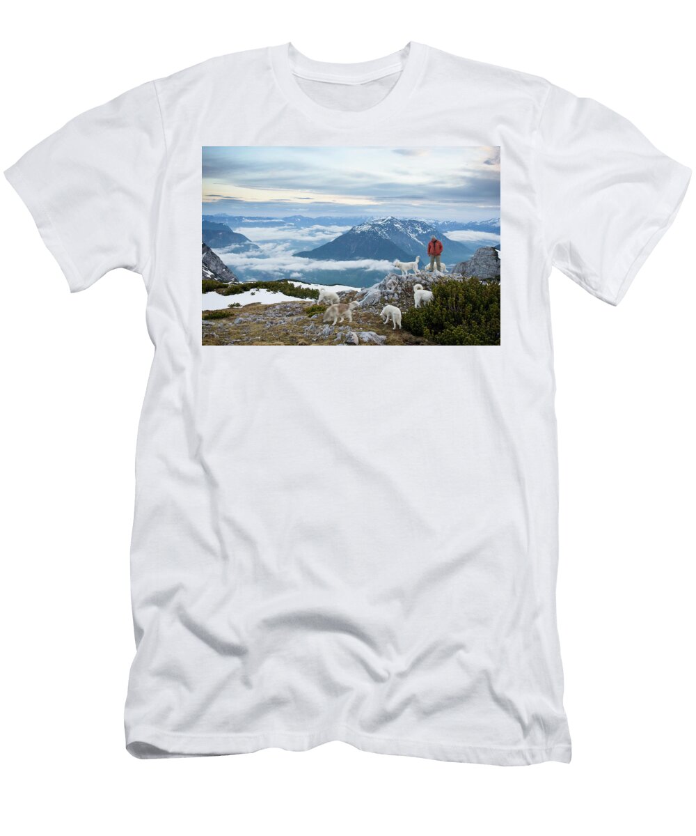 A Man and His Pack of Huskies Early Robert Van Waarden T-Shirt
