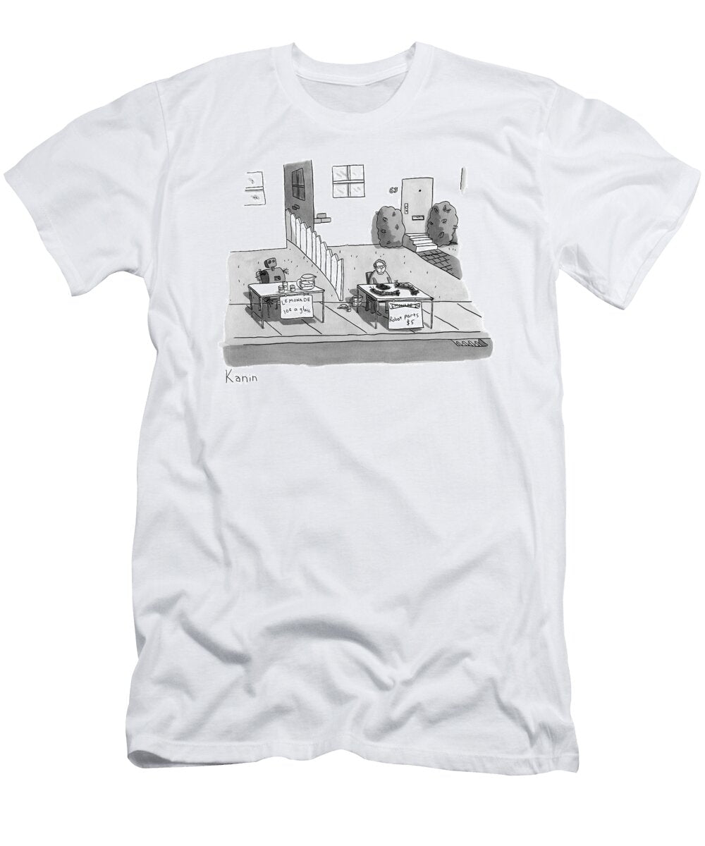A Robot and a Boy Have Stands Set Up Next to Each Zachary Kanin T-Shirt