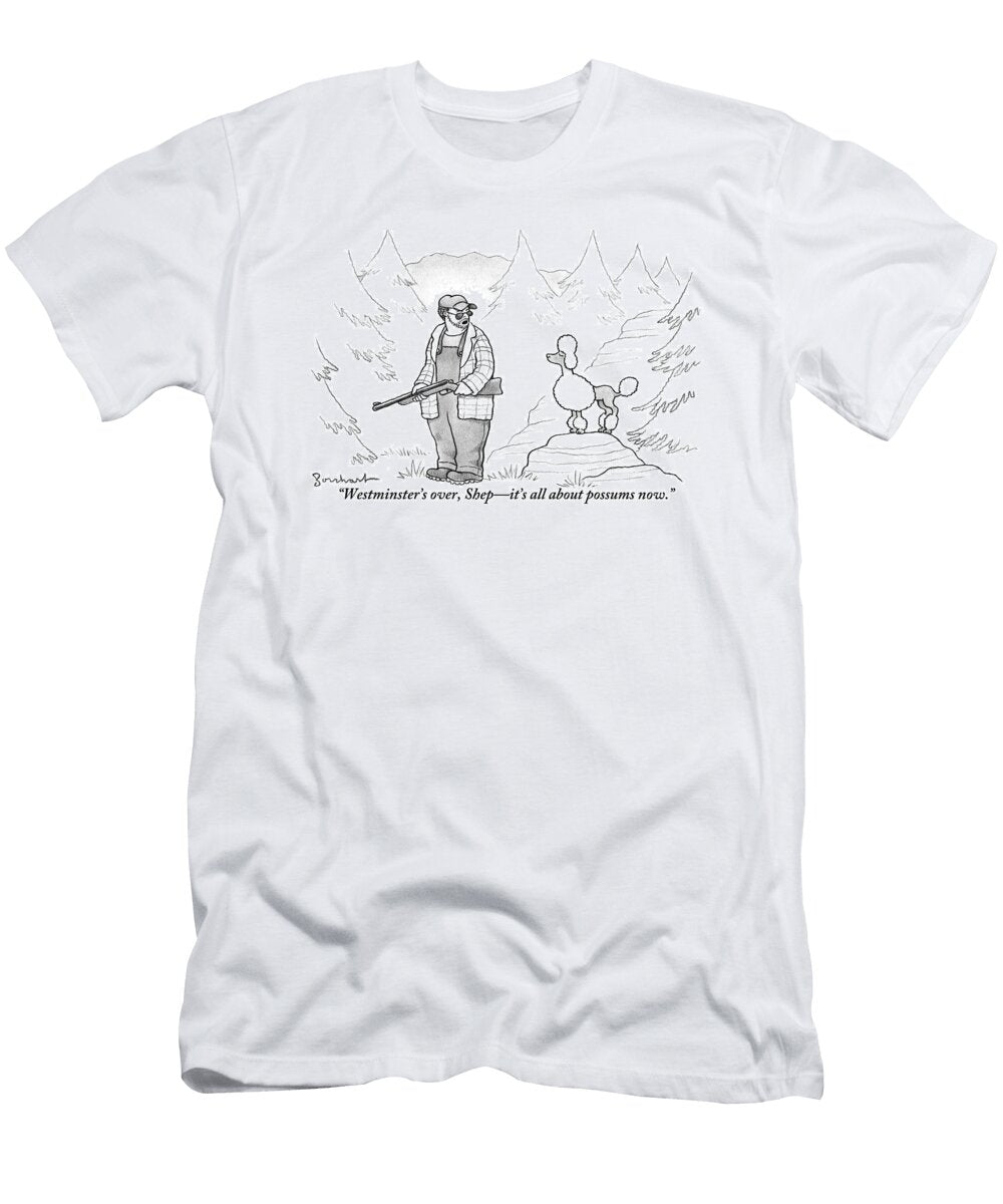 A Rough Looking Man Holding a Shotgun Speaks David Borchart T-Shirt