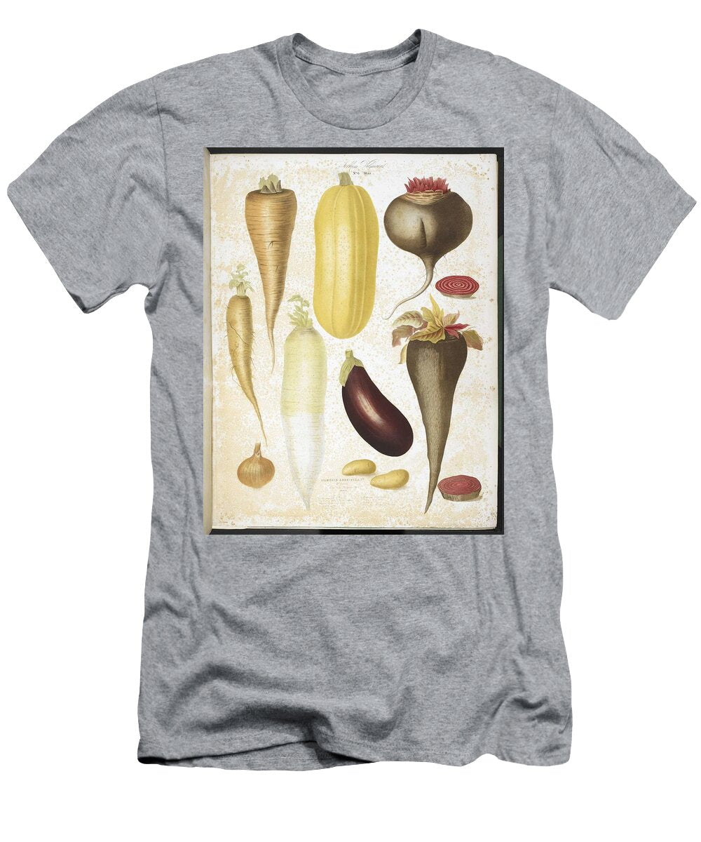 A Selection of Vegetables Including Aubergine Onion Carrot and Potato Celestial Images T-Shirt