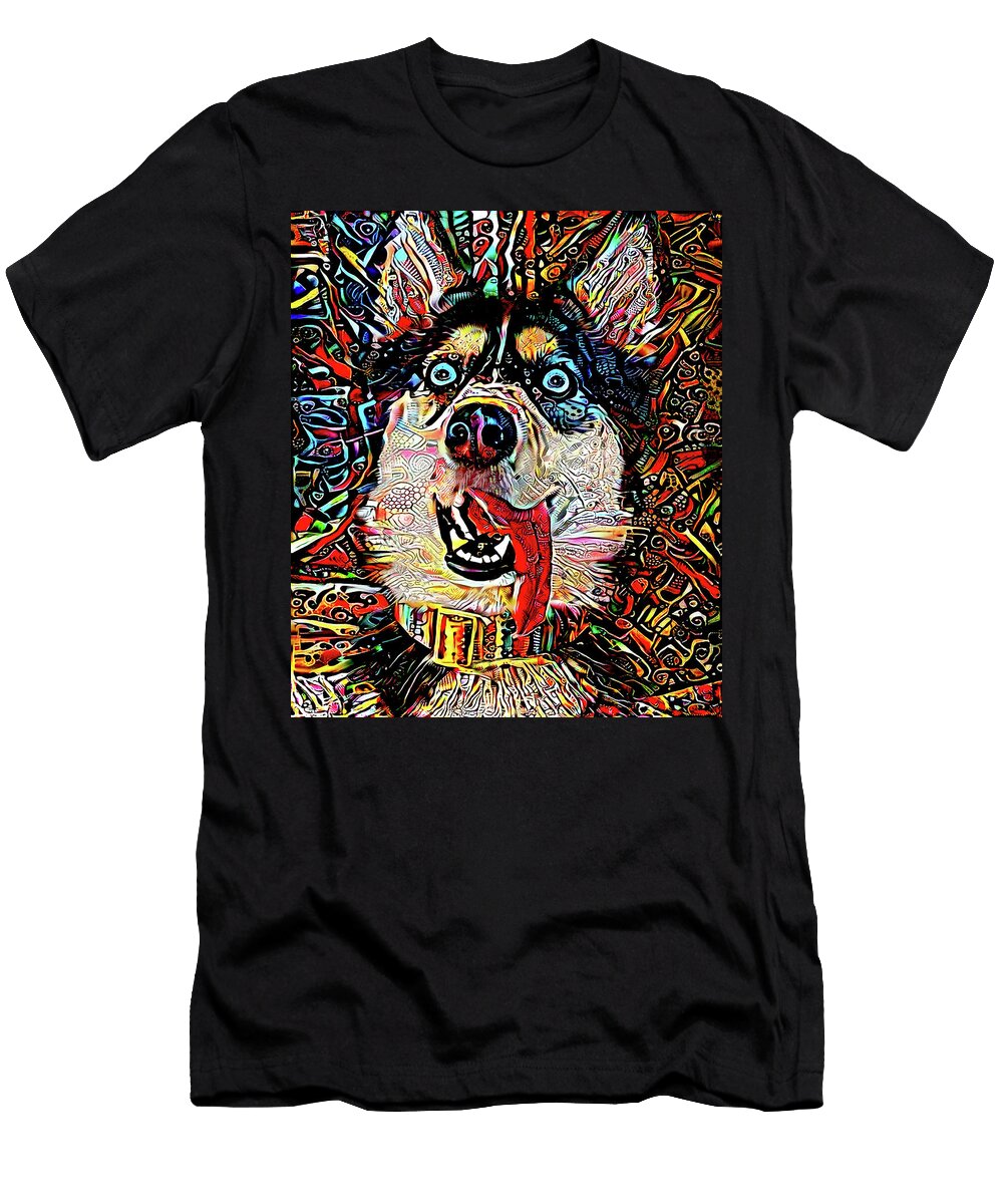 A Siberian Husky Dog Named Sky Peggy Collins T-Shirt