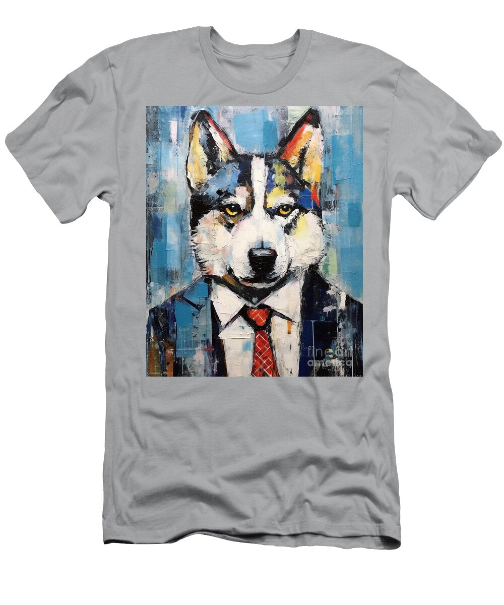 A Siberian Husky in the Style of Jean Michel By Asar Studios Celestial Images T-Shirt
