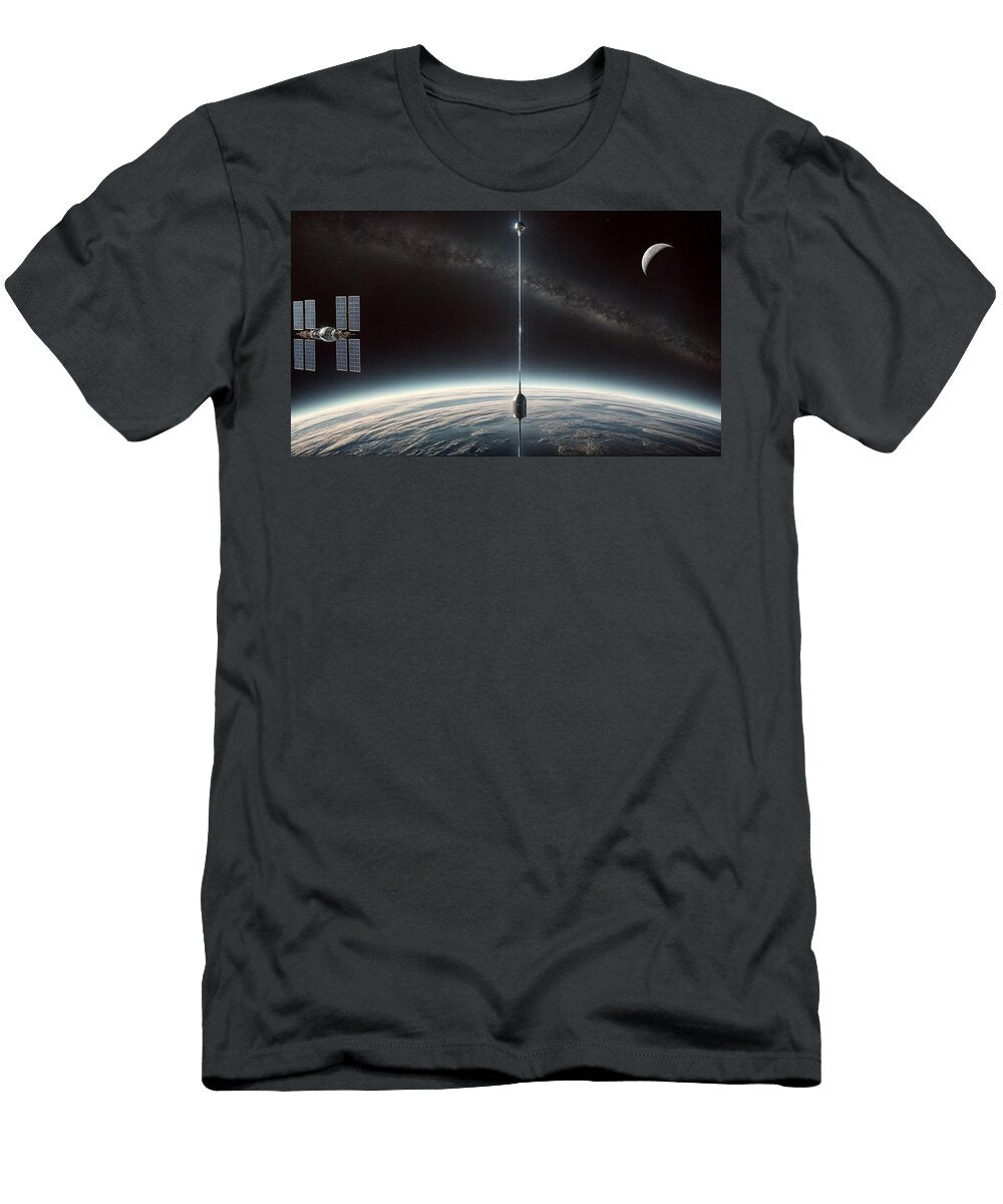 A Space Elevator Extends From the Earths Surface Into the Cosmos Mango Art T-Shirt