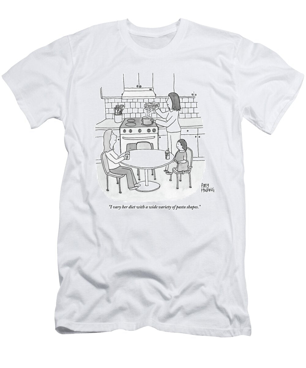 A Woman Is Pouring Pasta Into a Pot of Boiling Amy Hwang T-Shirt