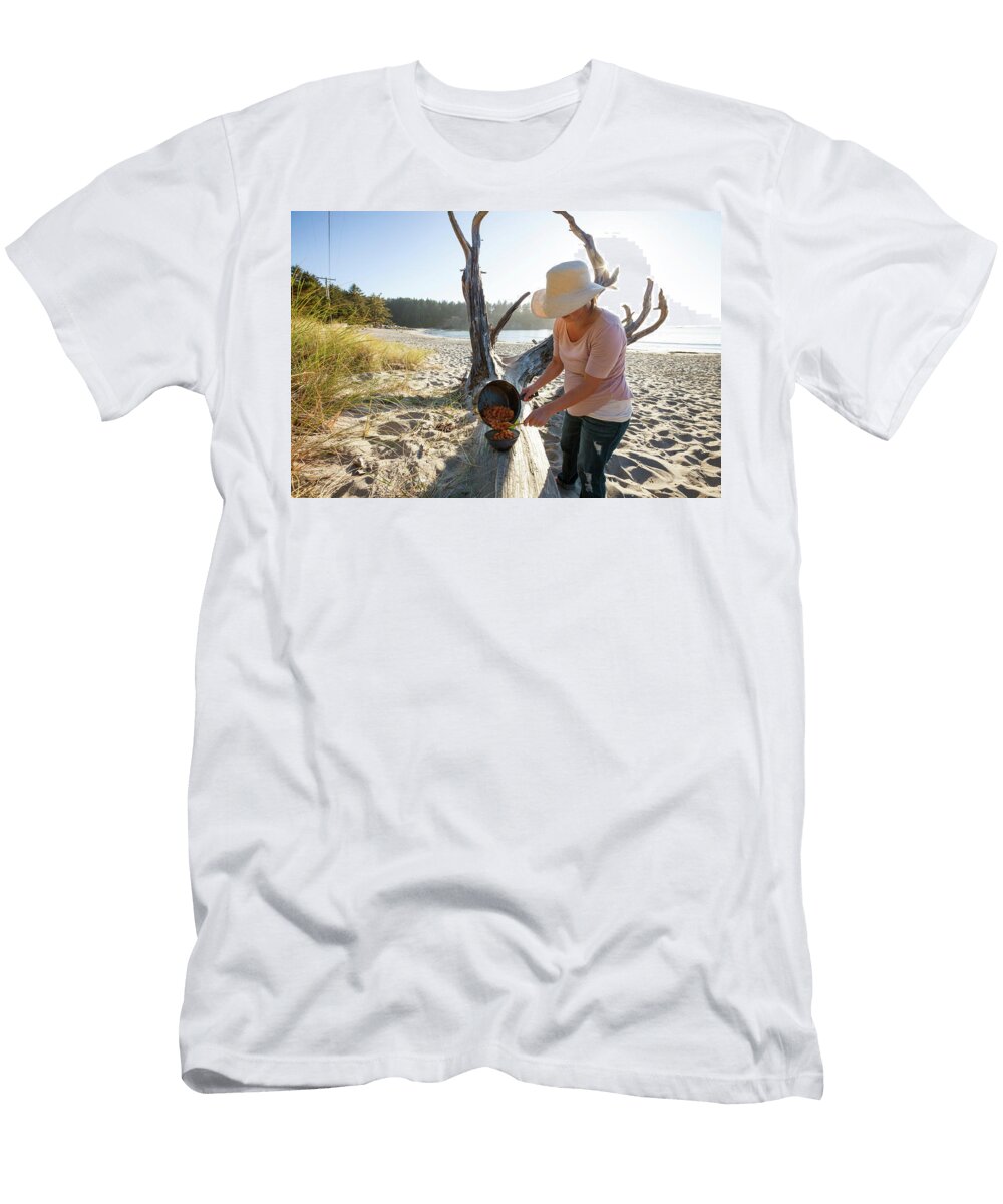 A Woman Serves Pasta Dinner While Christopher Kimmel T-Shirt