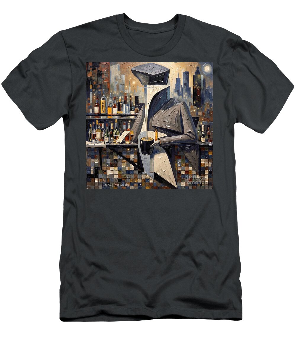 Abstract Bartender in Geometric Cityscape Lauries Intuitive T-Shirt