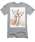 Adorable Animal Portraits Two Baby Llamas Exploring a Farm with Fluffy Cream and Brown Fur Watercolo Henry George T-Shirt