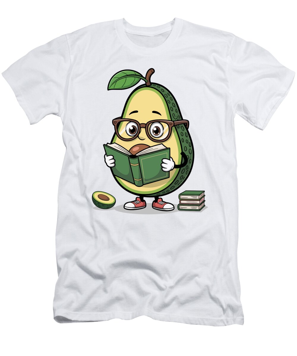 Adorable Avocado Reading a Book Joanna Redesiuk T-Shirt