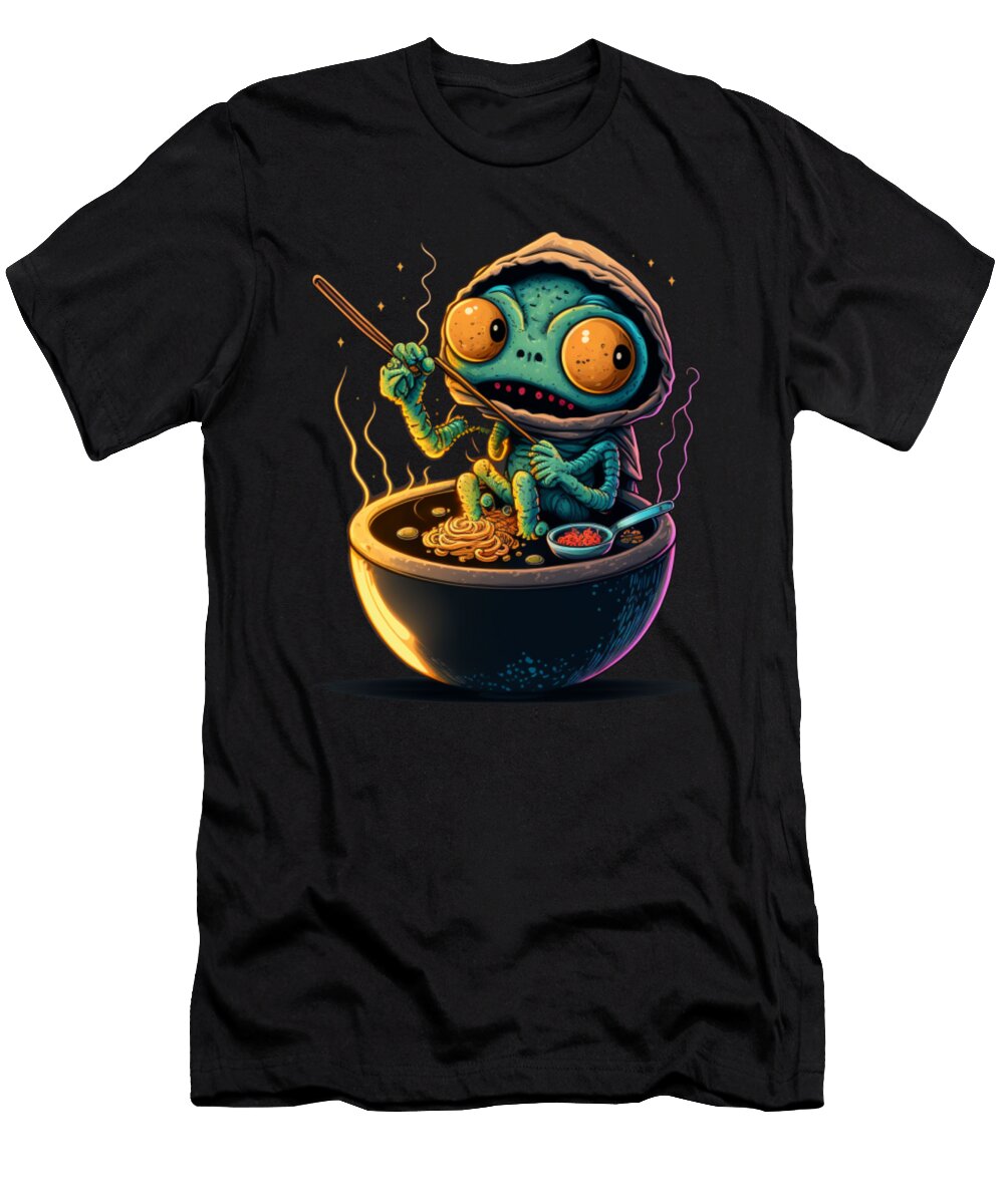 Adorable Kawaii Alien Eating Ramen Japanese Noodles Orgence Matungwa T-Shirt