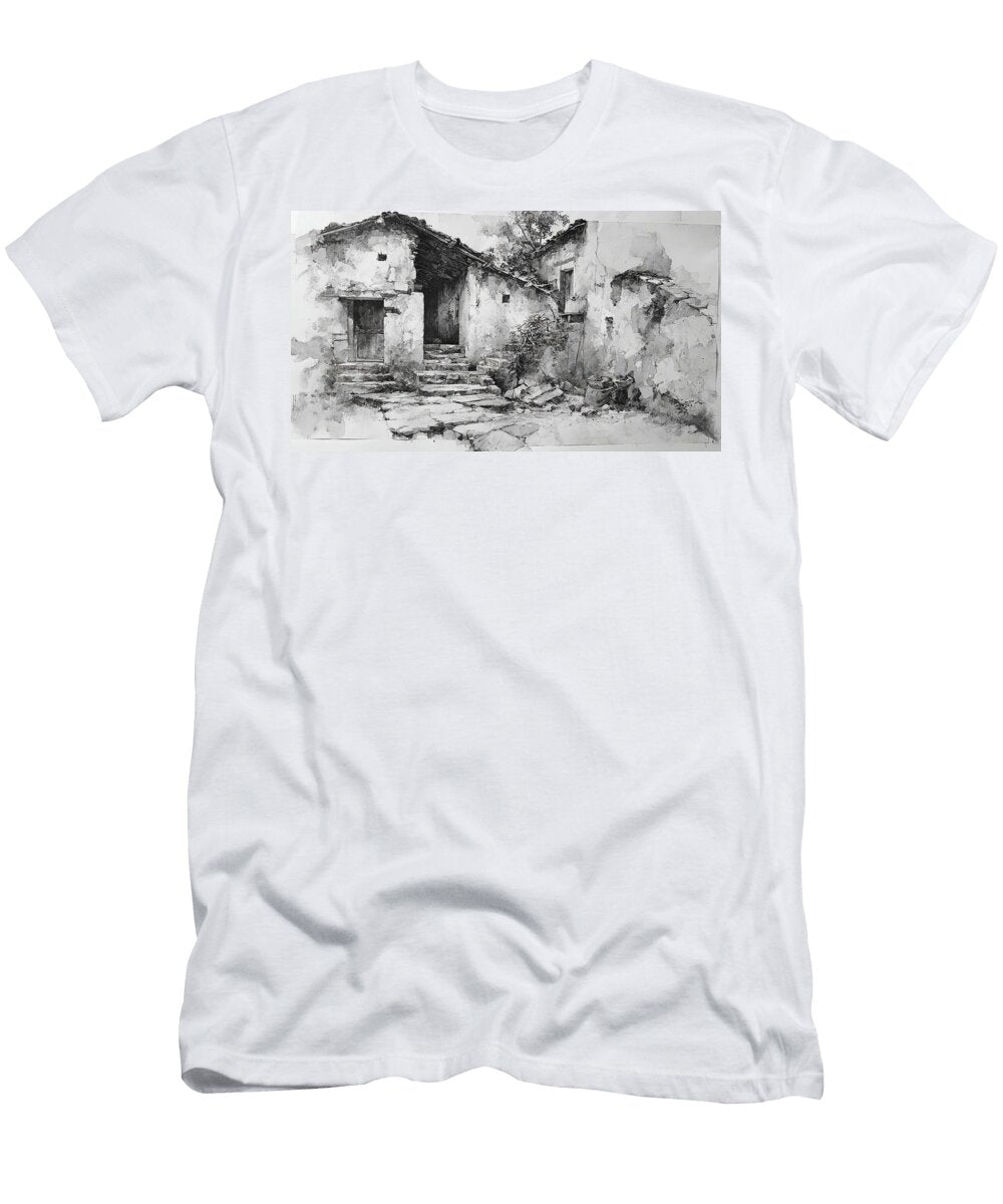 Aged Stone Structures Avocado Farms in Mexico Detailed Architectural Ruined Buildings Arran Hooper T-Shirt