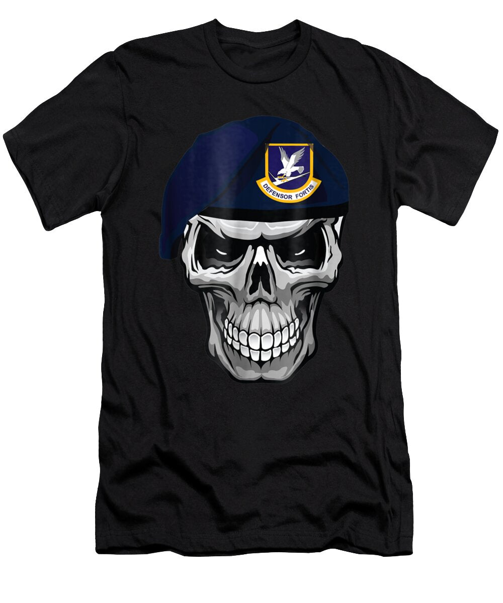 Air Force Security Forces Defender Skull Beret Shannon Nelson Art T-Shirt