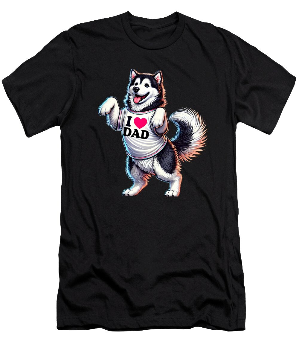 Alaskan Malamute Dad I Love Dad Alaskan Malamute Lover Job T-Shirt