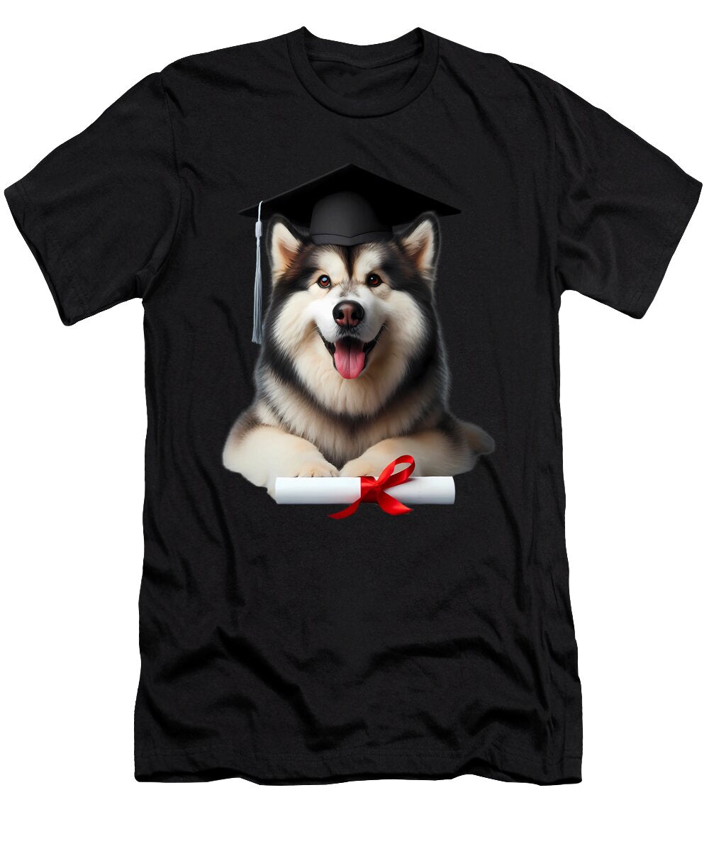 Alaskan Malamute Dog Graduation Cap Graduate Sophie Eleanor T-Shirt