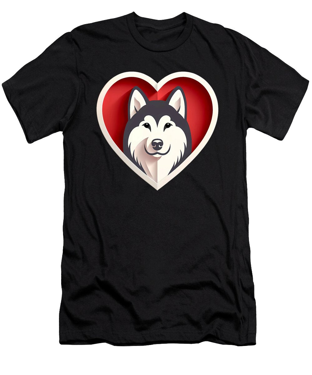 Alaskan Malamute Heart Cute Puppy Dog Lover Mom Natalie Lidford T-Shirt