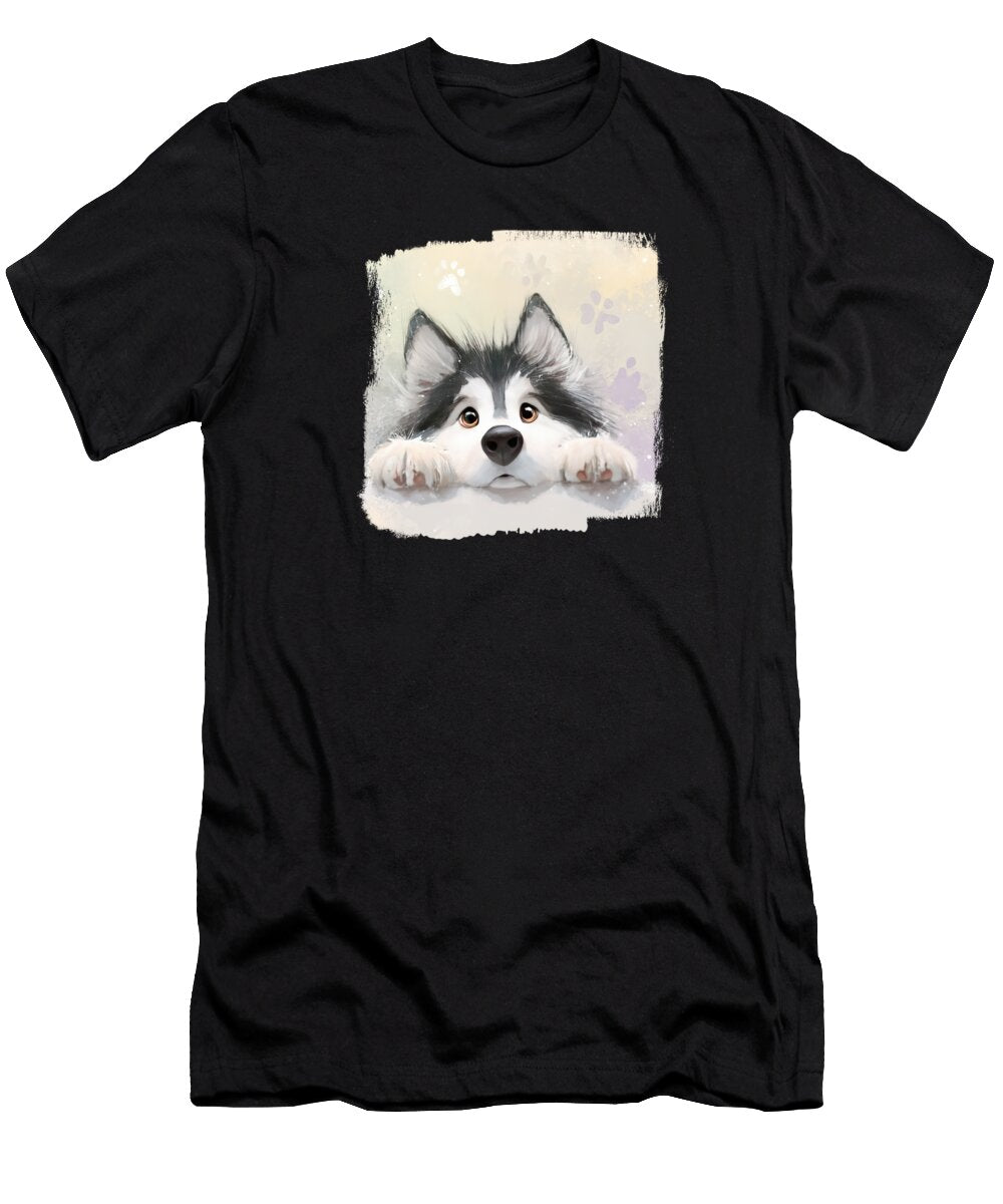 Alaskan Malamute Peeking Over Wall 01 Elisabeth Lucas T-Shirt
