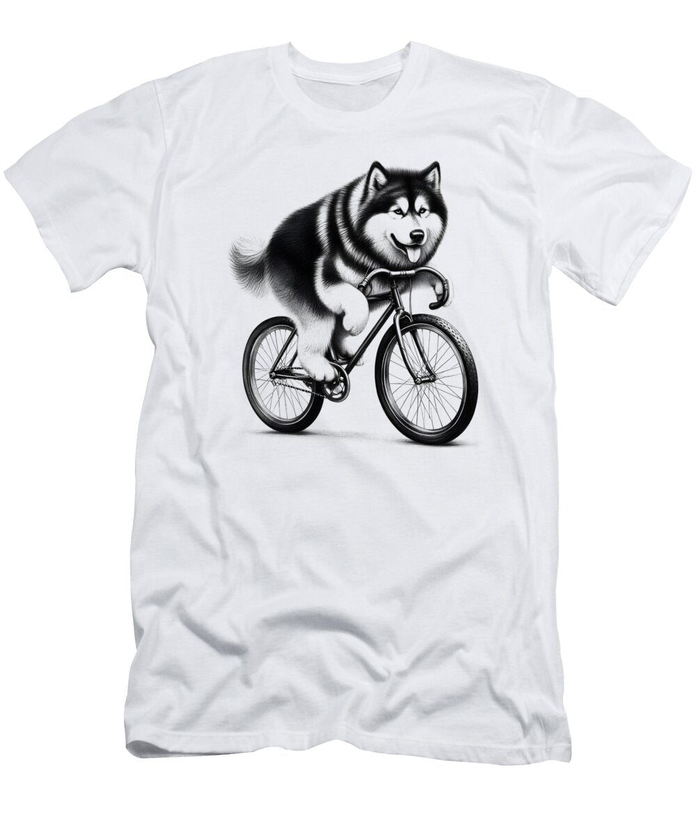Alaskan Malamute Riding Bike Job T-Shirt