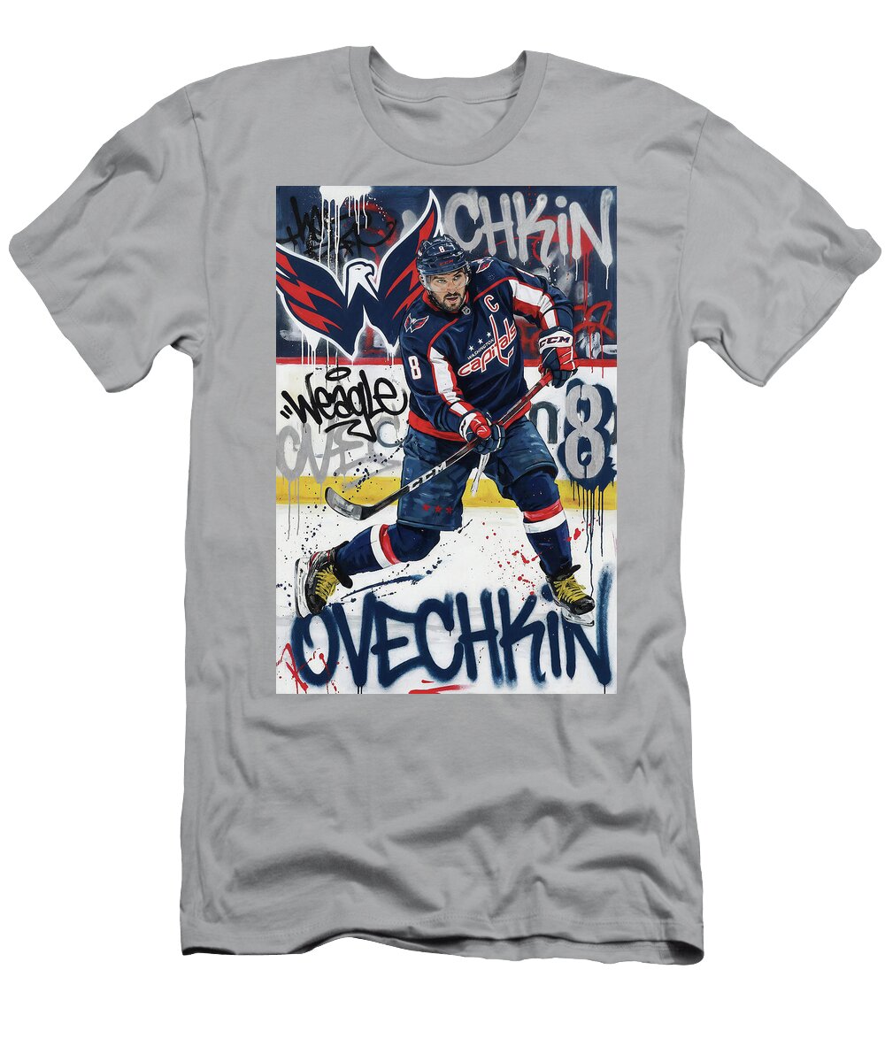 Alex Ovechkin Washington Capitals Graffiti Poster Hockey Player NFL Sampadart Gallery T-Shirt