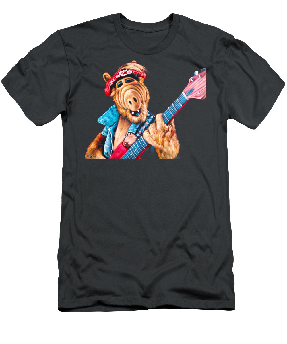 Alf Playing Guitar Oil on Velvet By Jorge Torrones Jorge Terrones T-Shirt