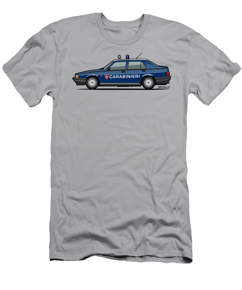 Alfa Romeo 75 Tipo 161 162b Milano Carabinieri Italian Police Car Monkey Crisis on Mars T-Shirt