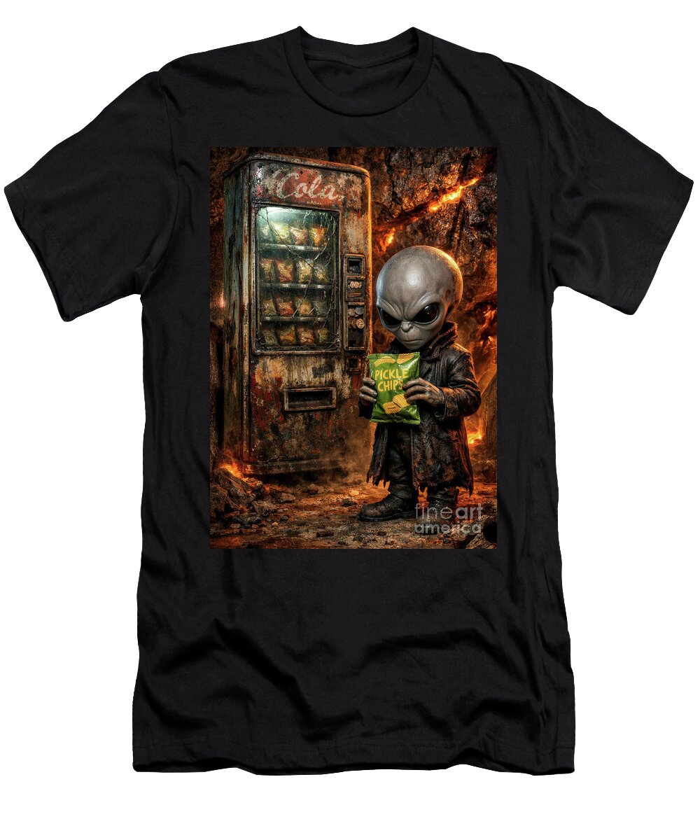 Alien Enjoying Pickle Chips Michael Moriarty T-Shirt