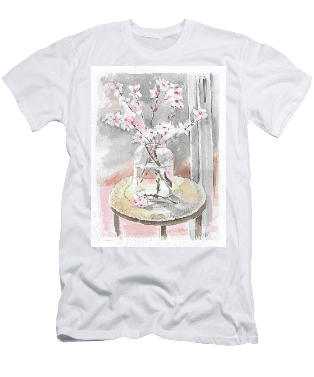 Almond Blossoms in Glass Pickle Jar Victoria De Los Angeles Olson T-Shirt