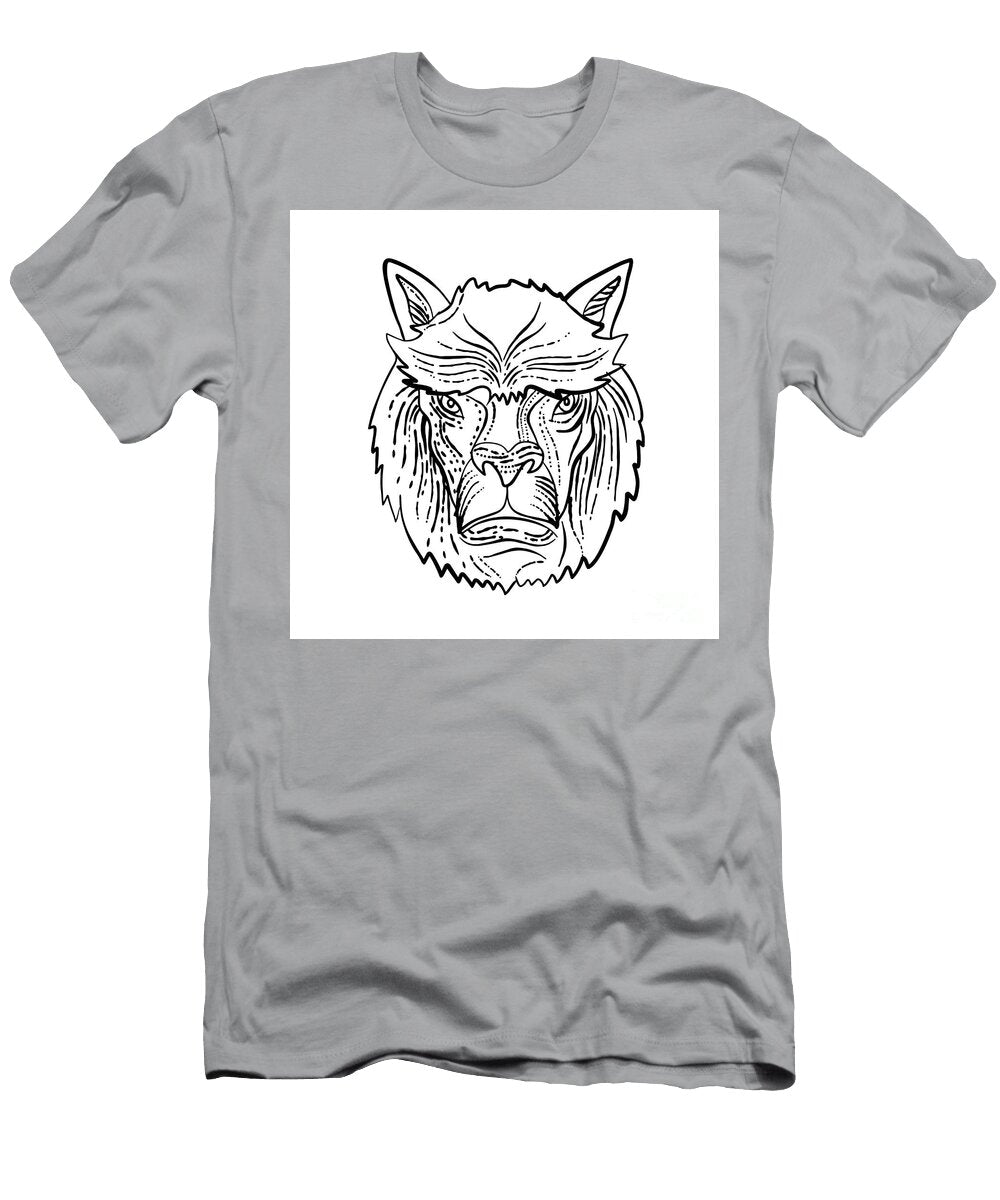 Alpaca Head Etching Black and White Aloysius Patrimonio T-Shirt