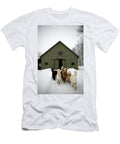 Alpaca Herd At Farm in Snowfall Maine Peter Dennen T-Shirt