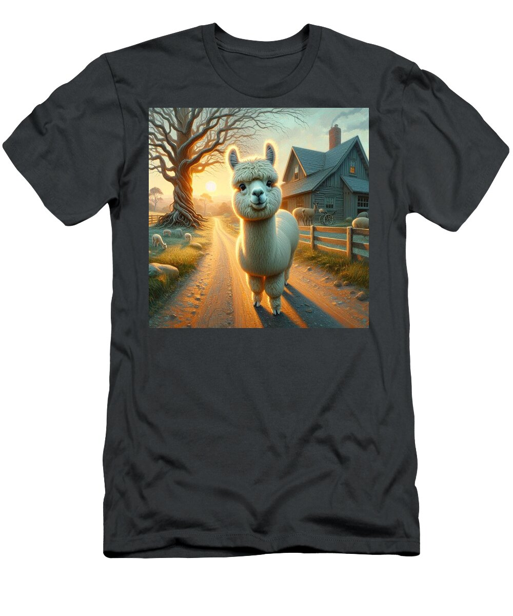 Alpaca in a Sunlit Farmyard Trish Tritz T-Shirt