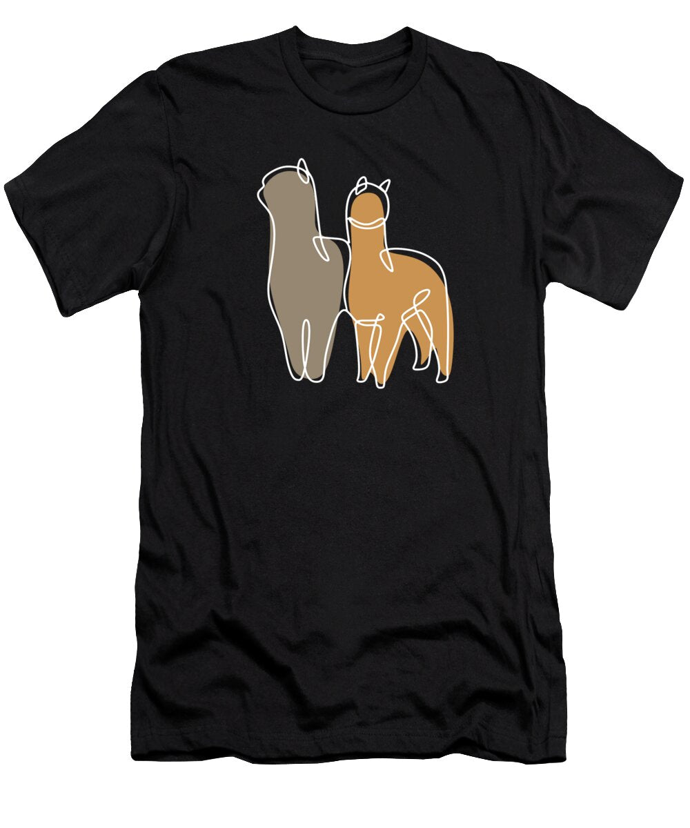 Alpaca Lineart Vicuna Guanaco Llama Breeder Alpaca Marco Rothe T-Shirt