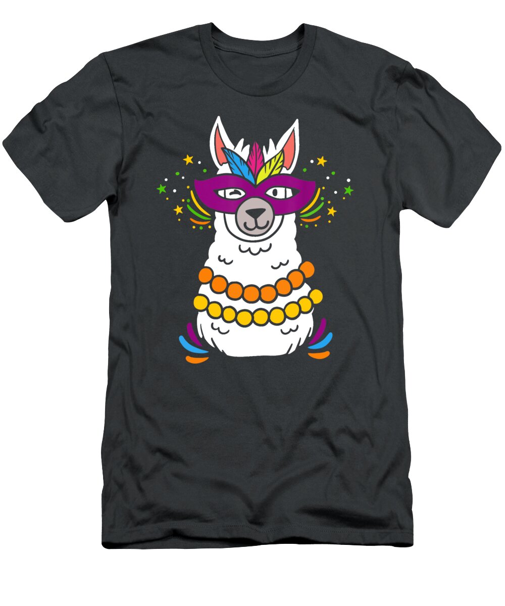 Alpaca Llama Mardi Gras Julie Hurst T-Shirt