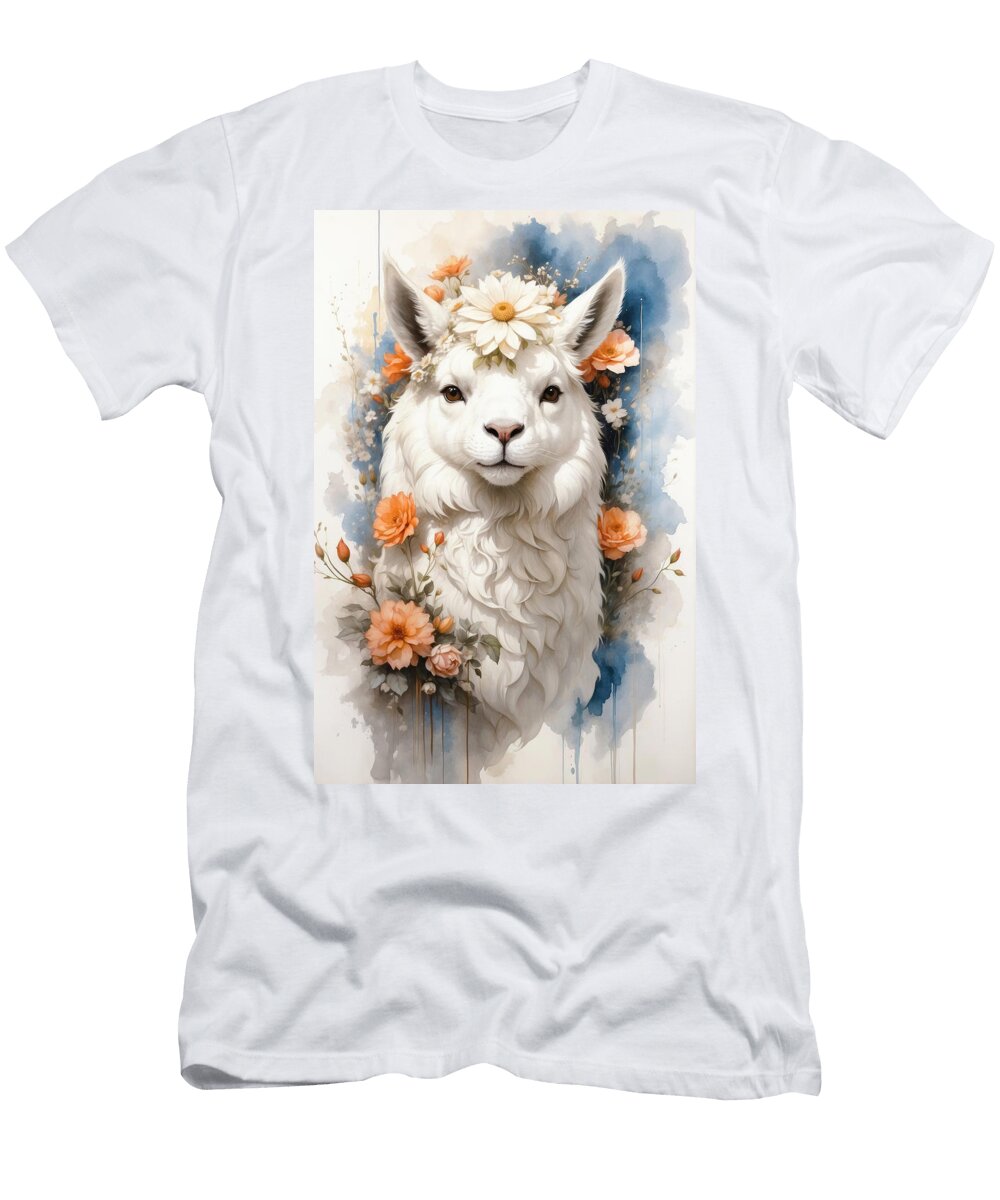 Alpaca Portrait Woolly Friend Ashira Creations T-Shirt