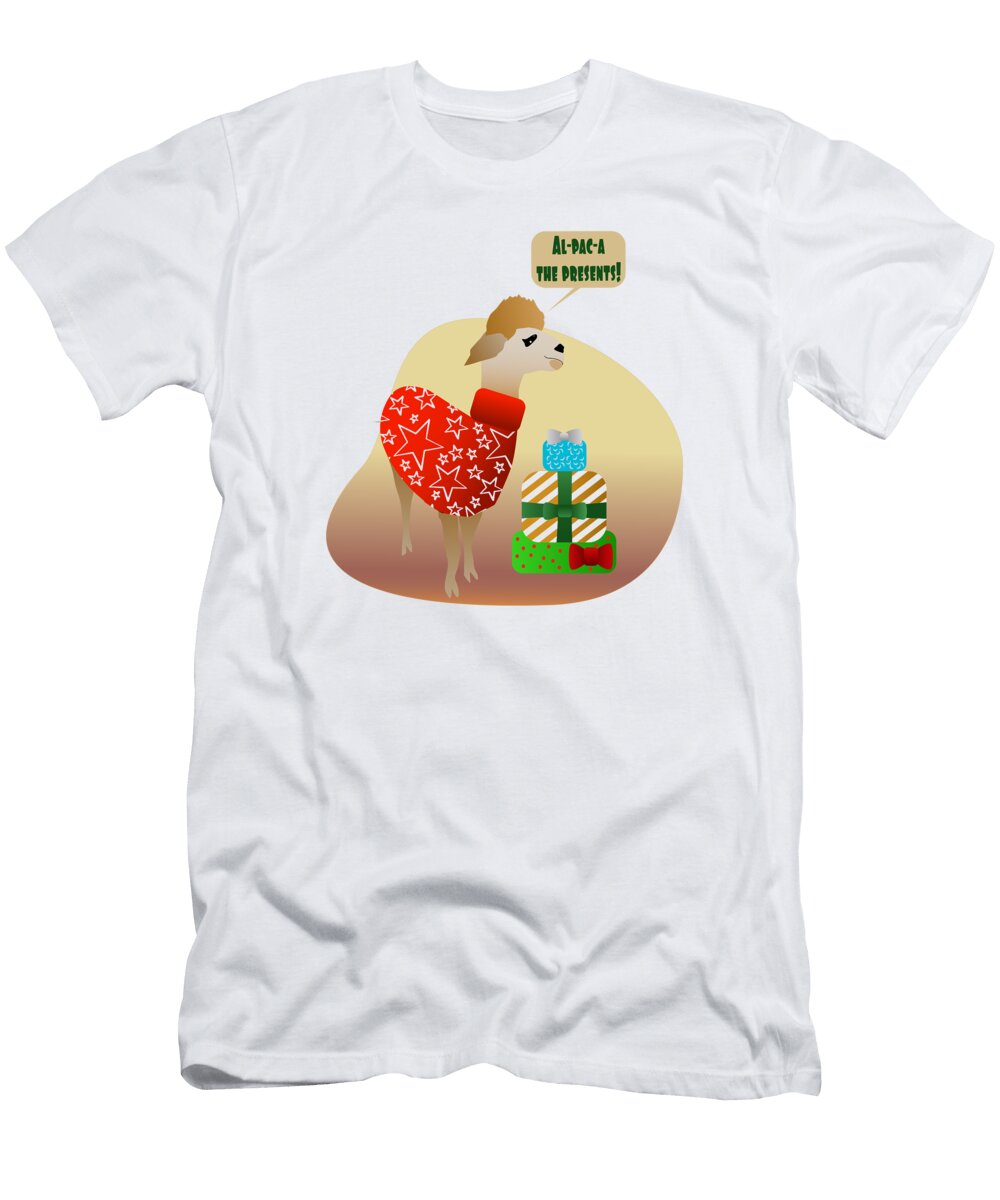 Alpaca the Presents Cute Animal Christmas Quote Barefoot Bodeez Art T-Shirt