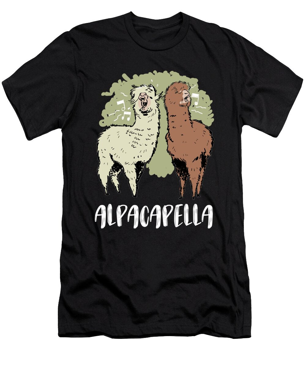 Alpacapella Singing Alpacas Funny Animal Pun Noirty Designs T-Shirt