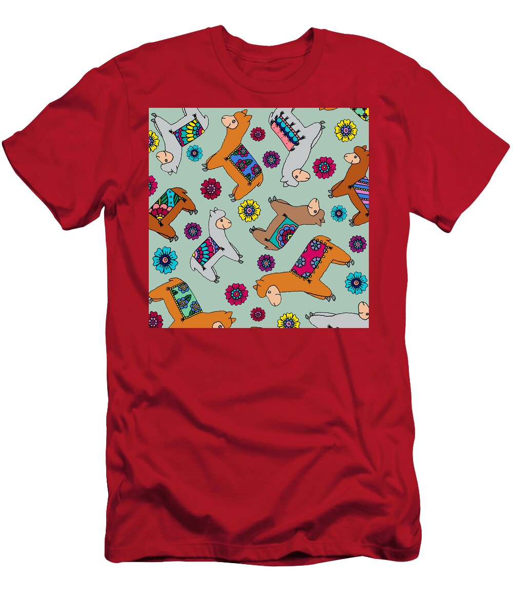 Alpacas and Flowers Hilary Leslie T-Shirt