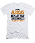 Alpacas Lets Assume Im Right Llama Vicuna Guanaco Alpaca Graphics Lab T-Shirt
