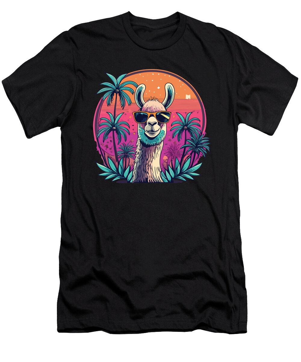 Alpaka Retro Sunset Alpaka Sunglasses Alpacas Steven Zimmer T-Shirt