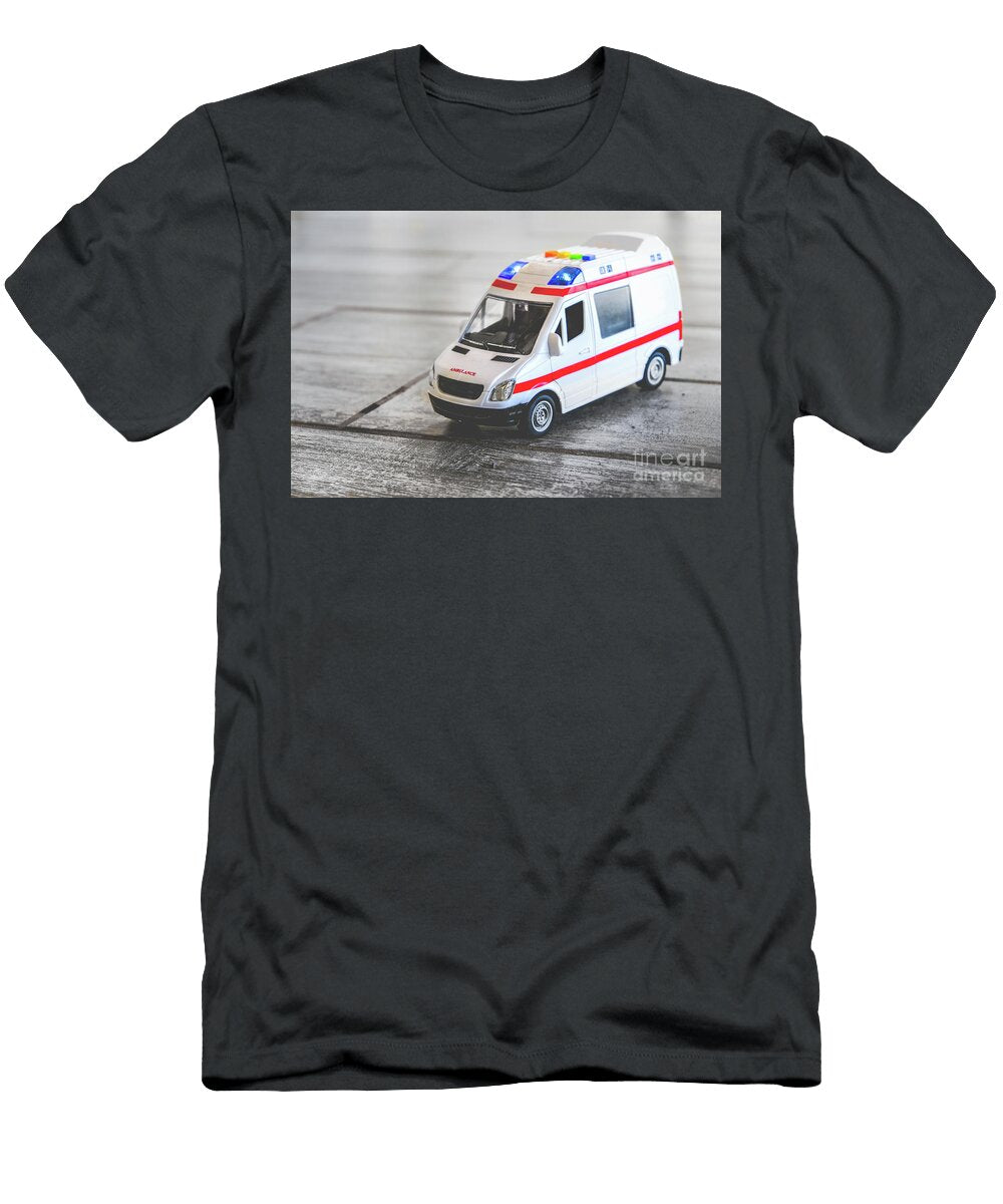 Ambulance Background Toy Medical Health Care Vehicle Sirens Blue Lights Luca Lorenzelli T-Shirt