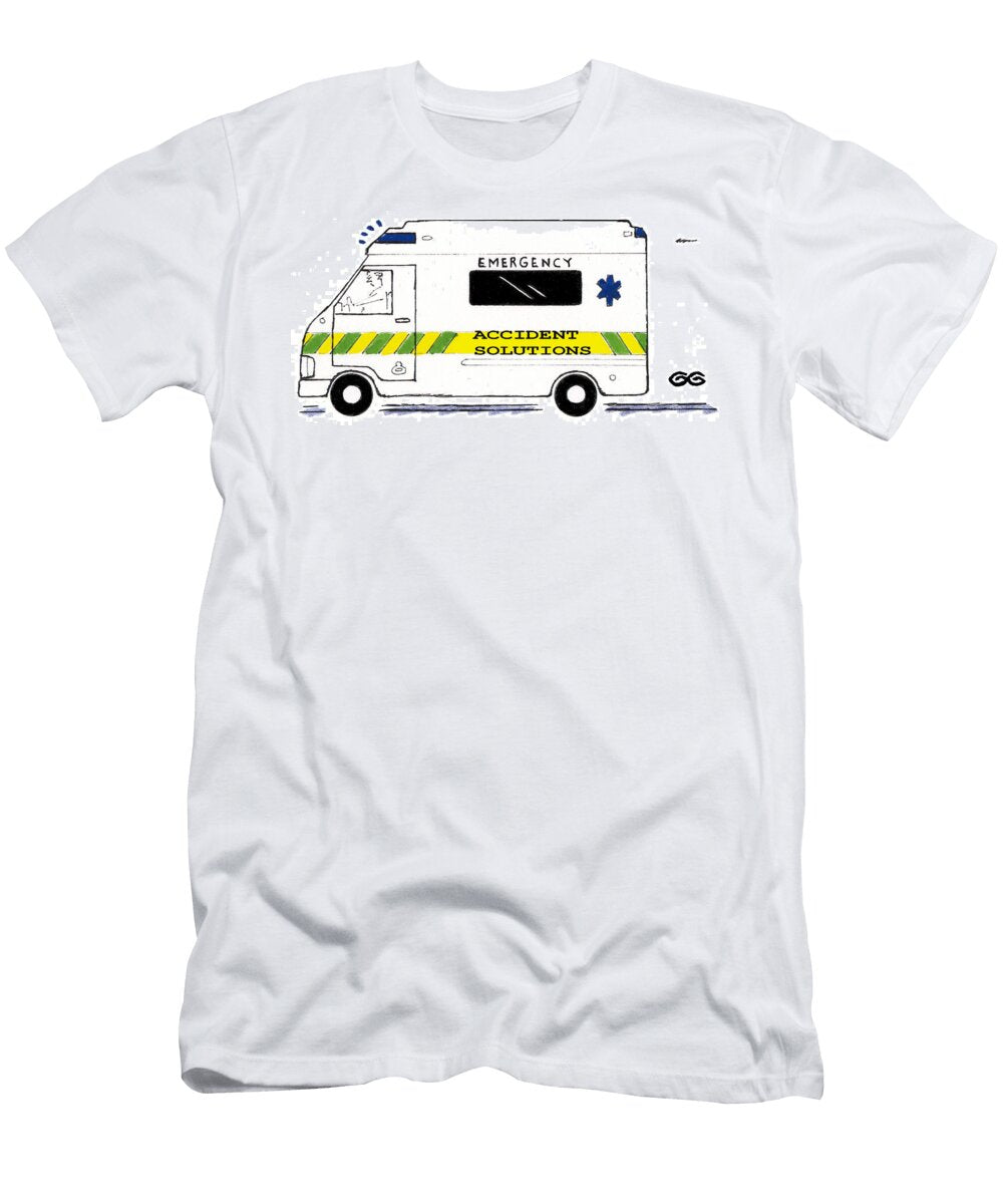 Ambulance with Accident Solutions Written on the Side Gordon Gurvan T-Shirt