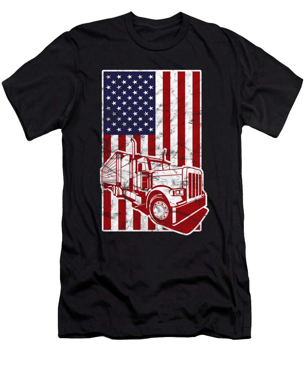 America USA Flag American Truck Divers Thomas Larch T-Shirt