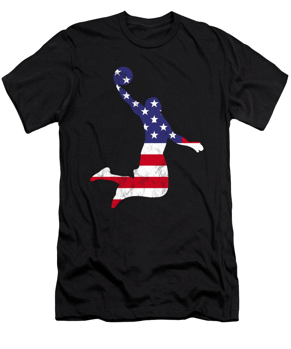 American Basketball US Born Flag Noirty Designs T-Shirt