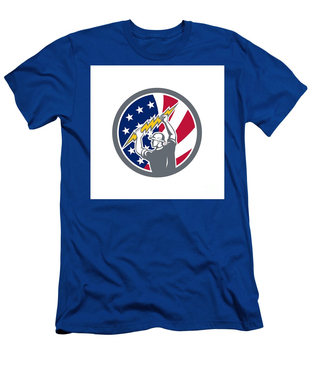 American Electrician USA Flag Icon Aloysius Patrimonio T-Shirt