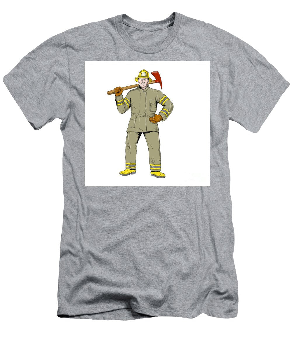 American Firefighter Fire Axe Drawing Aloysius Patrimonio T-Shirt