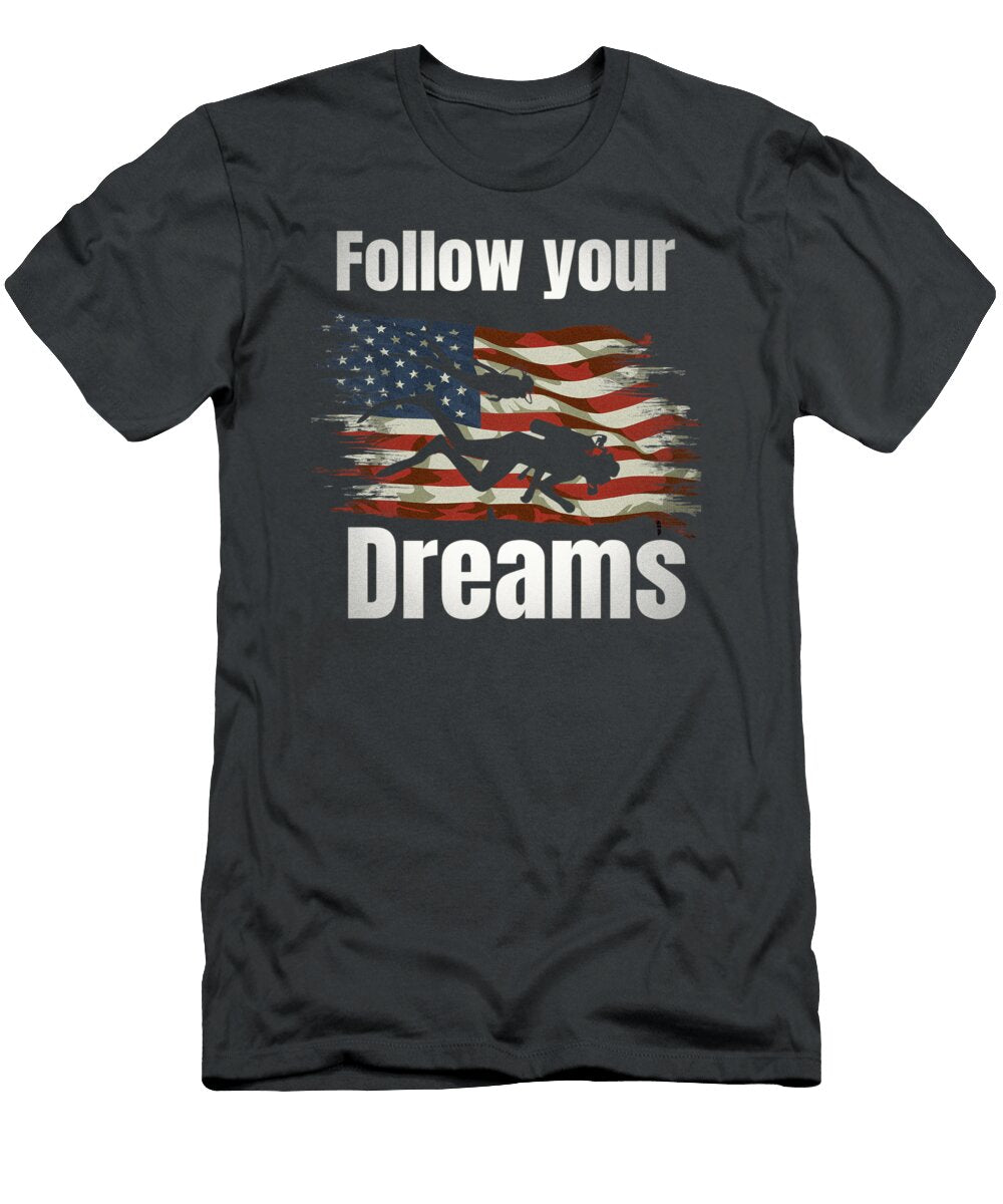 American Flag Diver Silhouette Milar Style T-Shirt