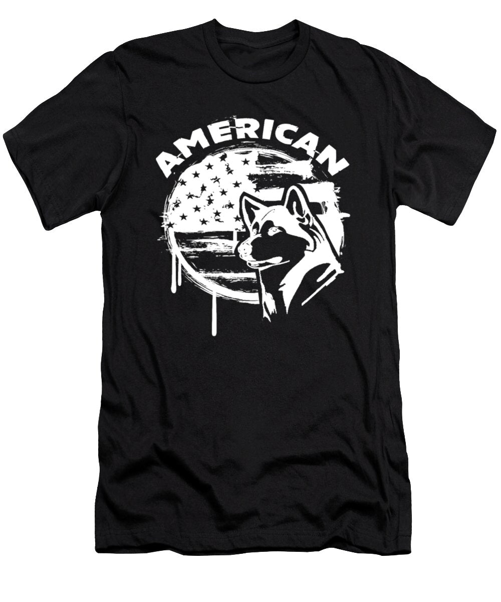American Flag Husky Dog Tinh Tran Le Thanh T-Shirt