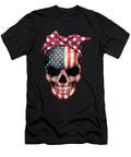 American Flag Skull Headband Patriotic 4th of July Shannon Nelson Art T-Shirt