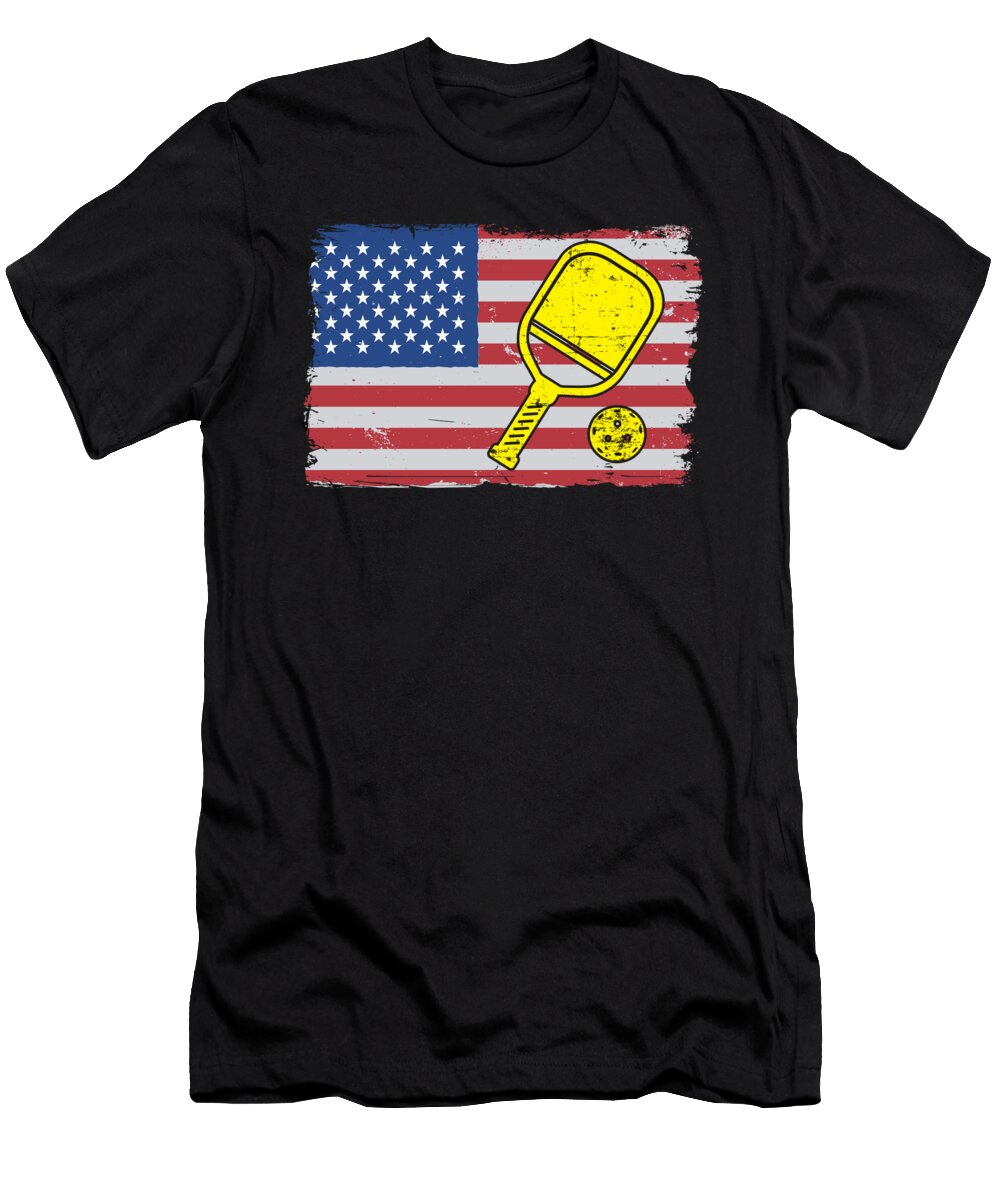 American Flag US 4th of July Pickleball Funny Pickleball Lisa Stronzi T-Shirt