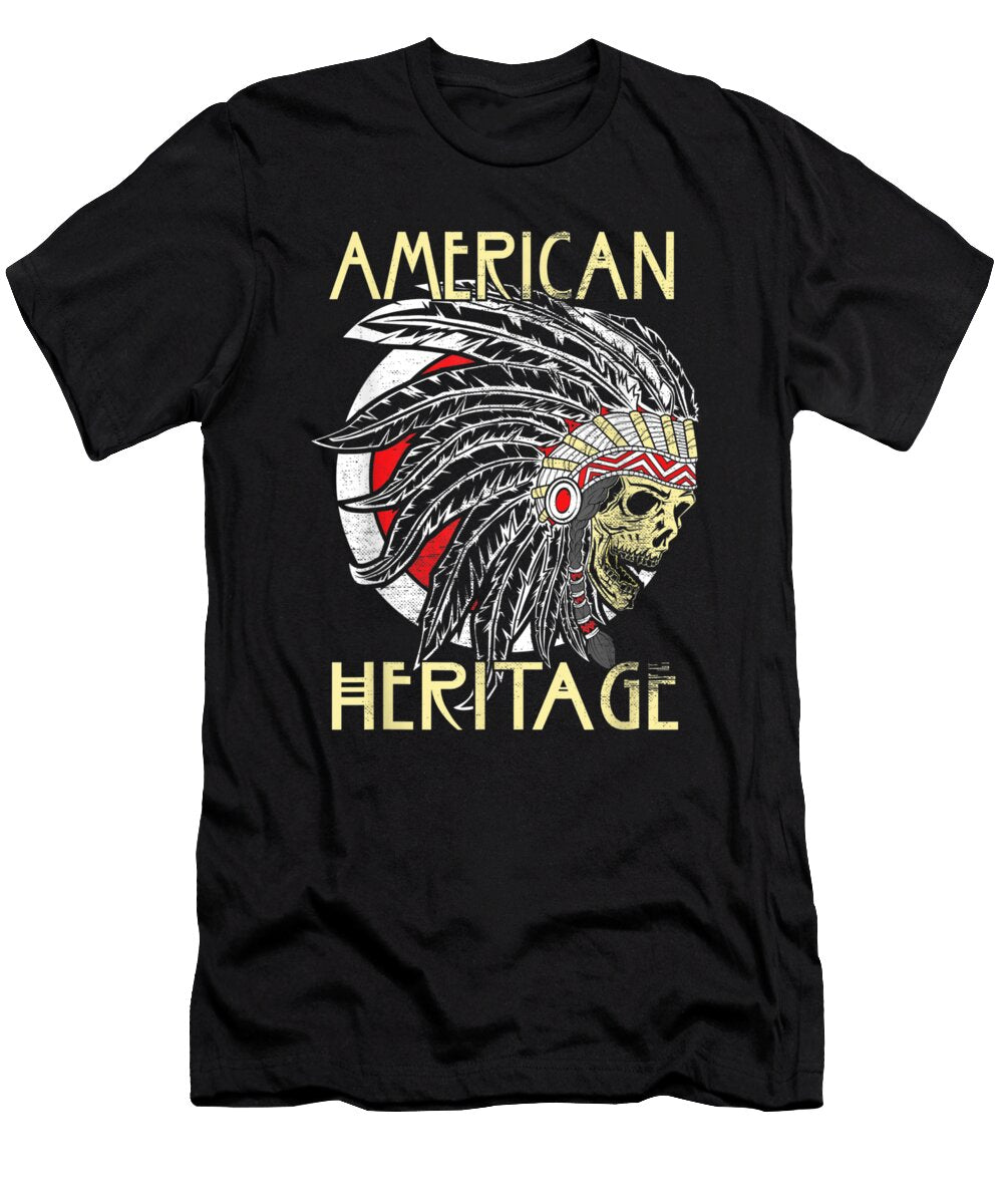 American Heritage Indian Tribe Chief Skull Native Shannon Nelson Art T-Shirt