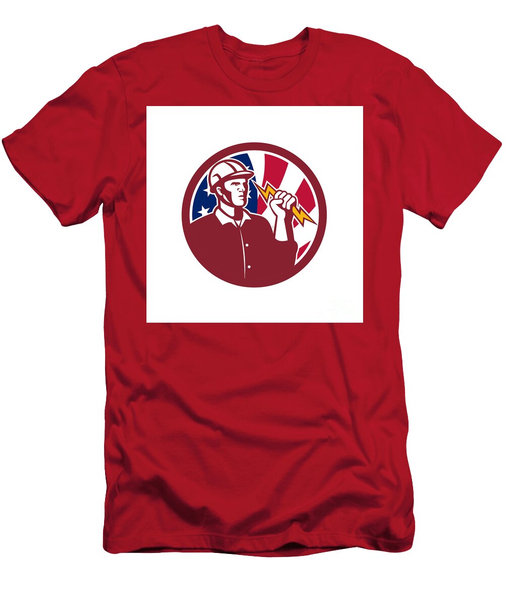 American Lineman USA Flag Icon Aloysius Patrimonio T-Shirt